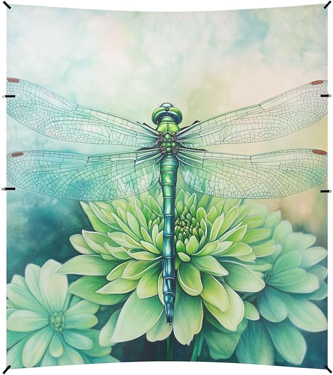 ALAZA Green Dragonfly Flowers Art Beach Tent Sun Shelter Portable Canopy Sunshade for Outdoor Camping Picnics Backyard Fun 10x9 ft
