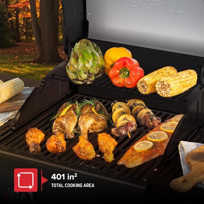 Nexgrill Deluxe 2-Burner Gas Grill with 401 SQ In Grate 28000 BTUs Heavy Duty Steel Frame &amp Foldable Side Table Propane BBQ Grill for Outdoor Cooking Patios Backyards and More - 720-0864RD