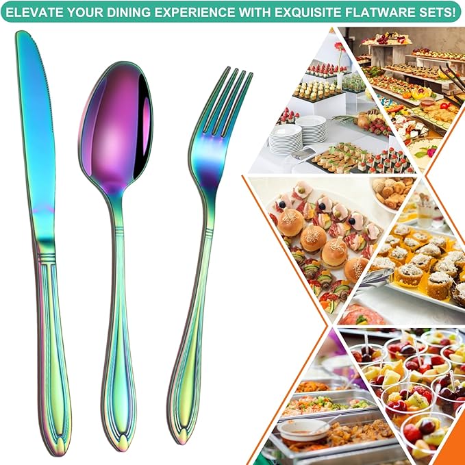 20-Piece Stainless Steel Flatware Set - 18/10 Rustproof Silverware for 4 (5-Piece Setting) | Dishwasher Safe Ergonomic Grip | Wedding &amp Household Cutlery Set in Gift Box