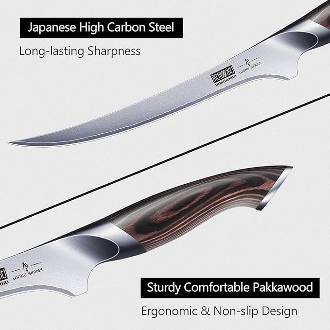 HOSHANHO Fillet Knife 9 Inch Super Sharp Boning Knife in High Carbon Stainless Steel Professional Japanese Fish Knives for Meat Poultry Cutting