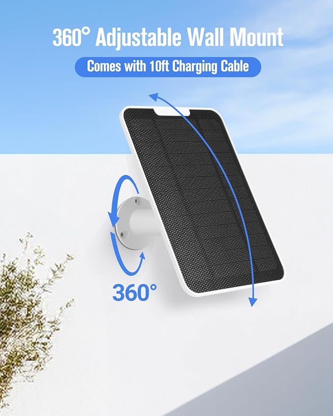 Solar Panel Charger Compatible with Arlo Pro 6/6 XL 6V 5W Solar Panel for Arlo Pro Security Camera 2K HDR (6th Gen 2025 Release) IP65 Weatherproof USB-C Plug 9.8ft Cable Secure Wall Mount 3 Pack