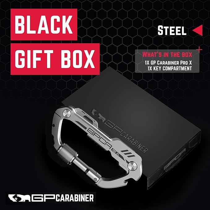 GPCA Carabiner Multitool - Carabiner Heavy Duty Key Clip for Keys Bottle Opener Screwdriver Box Cutter Ruler Keychain Clip Keychain Organizer EDC Gear for Camping &amp Hiking - Gifts for Men