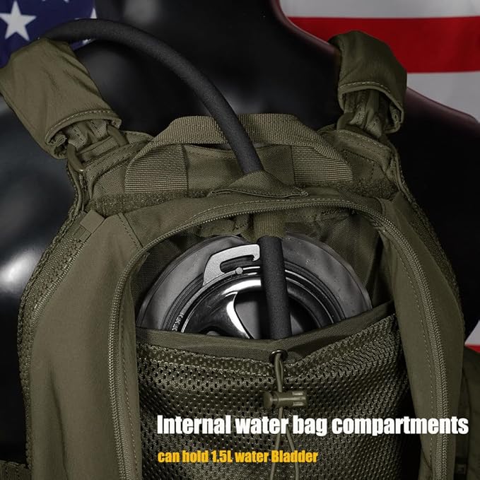 KRYDEX Tactical Zip-on Back Panel for Scarab Vest MOLLE Helmet Backpack with Hydration Bladder Holder (RG)