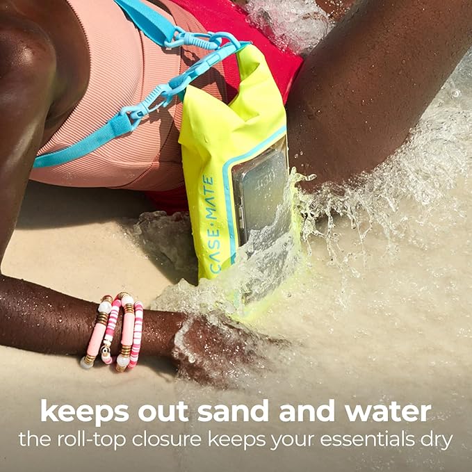 Case-Mate Citrus Splash Mini IP68 Waterproof Bucket Bag - Roll Top Dry Bag 2L Cap with Waterproof Pouch for Swimming Kayaking Boating Travel and More - For Phones Up to 7