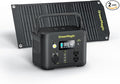 Portable Power Station 330W with 20W Solar Panel Solar Generator Fast PD Output 227Wh Lithium Battery Solar Powered Power Bank 120V Pure Sine Wave AC Outlet for Camping Travel Home Blackout