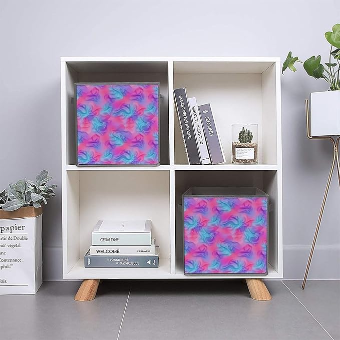Foldable Storage Cube with Handles Purple Rainbow Bisexual Pride Flag Art 10.6 Inch Collapsible Fabric Bin for Books Clothes Toys Sturdy Organizer for Bedroom &amp Dorm