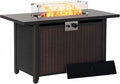 Outsunny 43 Inch Outdoor Propane Gas Fire Pit Table 50000 BTU Auto-Ignition Rectangular Wicker-Effect Gas Firepit with Glass Wind Guard Lid Glass Beads Steel Base CSA Certification Bronze