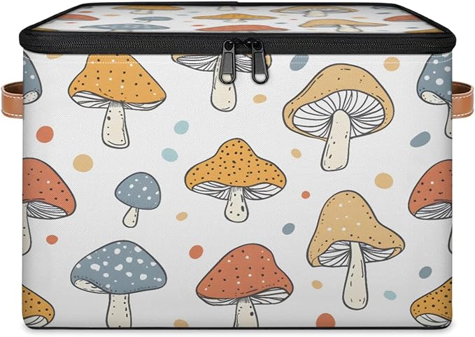 Storage Bins with Lids Lovely Mushroom Storage Basket Clothes Organizer with Handles Closet Storage Containers for Clothing Bedding Blanket