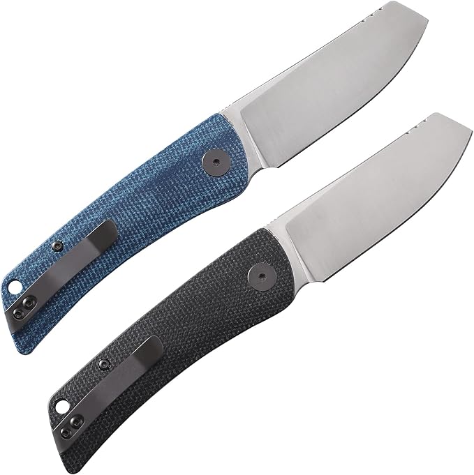 Petrified fish PFE05 Flavorist3.15 K110 Satin Blade 94g Micarta Handle Front Flipper Liner lock Folding knife (Black-S)