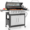 Sophia &amp William 6-Burner Propane Gas BBQ Grill with Side Burner &amp Porcelain-Enameled Cast Iron Grates Stainless Steel Barbecue Grills Outdoor Cooking for Outside 665 SQ.IN. Cooking Area 65