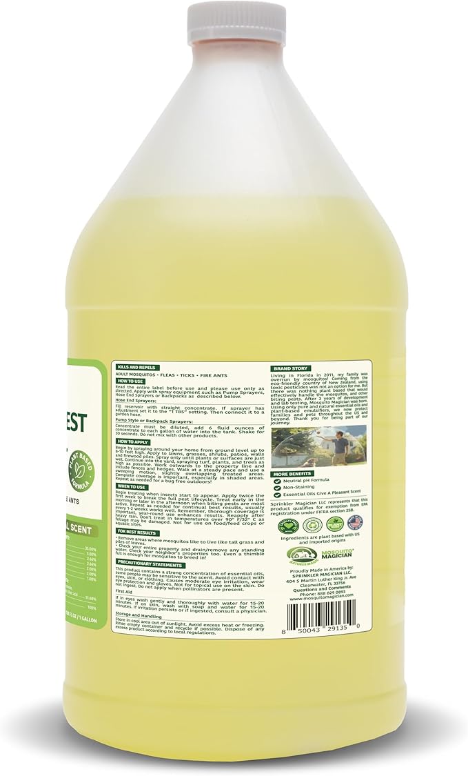 Mosquito Magician Hose End Sprayer with 1 Gallon Liquid Concentrate – Outdoor Mosquito Killer Flea Yard Spray Fire Ant Control Safe for People &amp Pets Mosquito Repellent for Lawn Patio &amp P