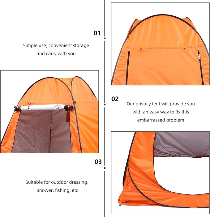 Abaodam Fully Automatic Outdoor Changing Tent Privacy Shelter for Camping Fishing and Instant Setup Space Windproof Orange