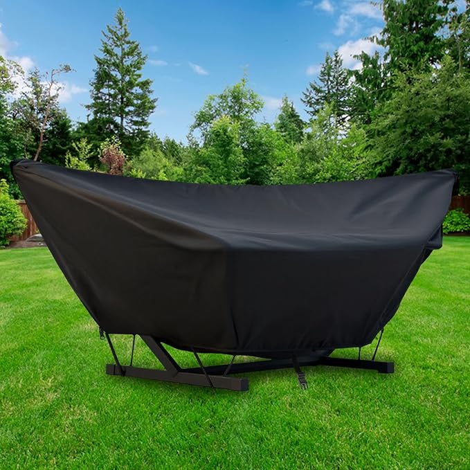 Outdoor Hammock Cover with Zip and Elastic Ropes Heavy Duty 420d Hammock Covers with Adjustable Buckle for Outdoor Universal Hammocks Waterproof Windproof (9-10FTBlack)