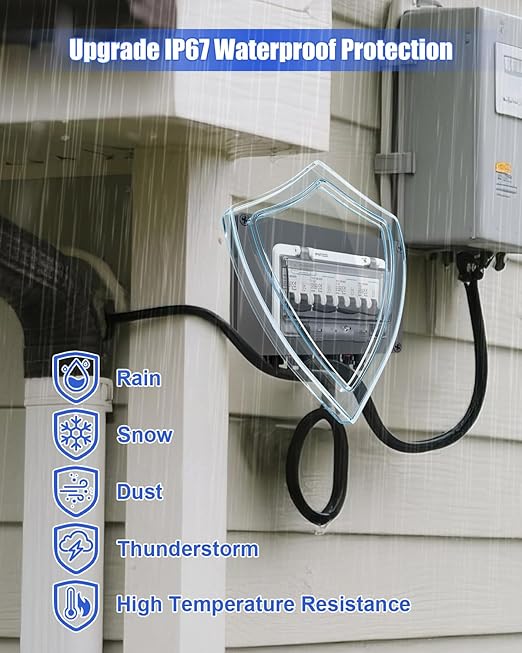 Solar Panel Disconnect Switch 4 String 32 Amp DC Circuit Breaker Box Waterproof IP67 Solar Combiner Box with MC4 Connectors for Grid-Connected and Off-Grid Systems 4 in 4 Out