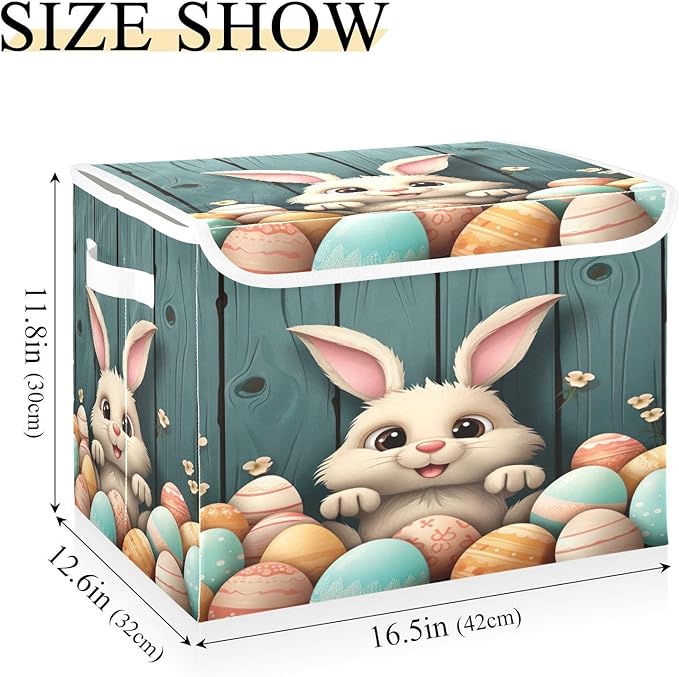 Easter Bunny Fabric Storage Bins with Lids and HandleFoldable Storage Bins with LidsCloset Organizers for Clothes Storage Room Organization Office Storage Chest Organizer