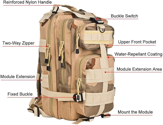 Tactical Outdoor Rucksacks 30L Large Waterproof Military Backpack for Camping Hiking Trekking Shoulder Bags