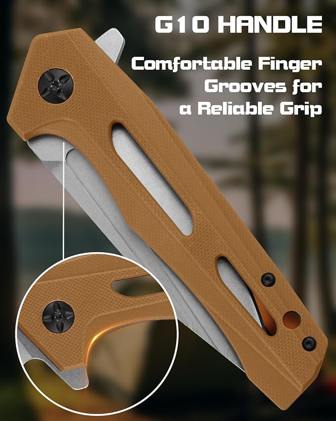 Dispatch Folding Pocket Knife with Clip 3.58 Inch 8Cr13MoV Steel Clip Point Blade with G10 Handle Tactical Pocket Knife for Men Outdoor Camping Hunting Hiking Survival Pocketknife
