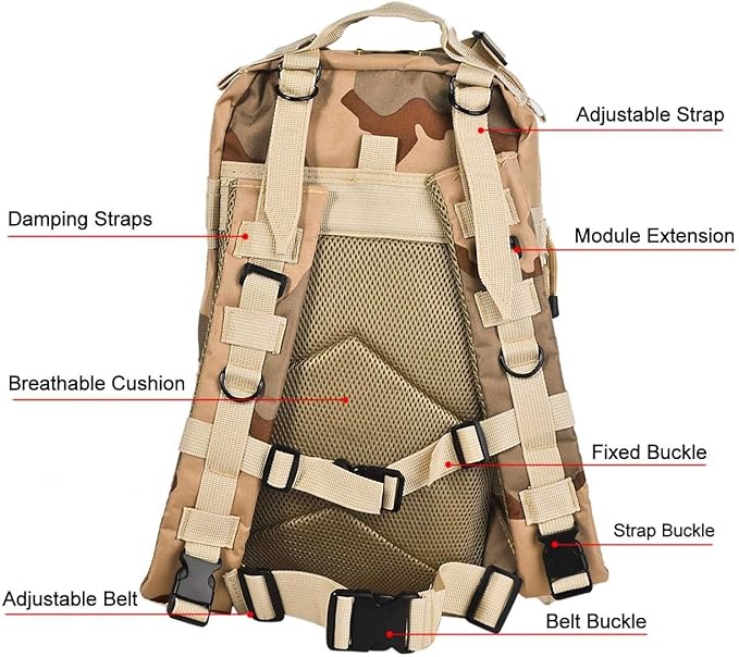 Tactical Outdoor Rucksacks 30L Large Waterproof Military Backpack for Camping Hiking Trekking Shoulder Bags