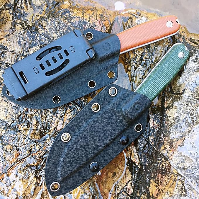 Watchman W205D EDC Fixed Blade Knife 14C28N Blade Steel Micarta Handle with Kydex Sheaths for Outdoor Activities Camping Brown