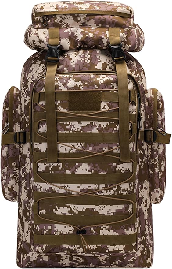 80L Outdoor Camping Backpack for Men Women Large Capacity Polyester Tactical Rucksack Hiking Travel Duffel Bags (B/Multicolor)