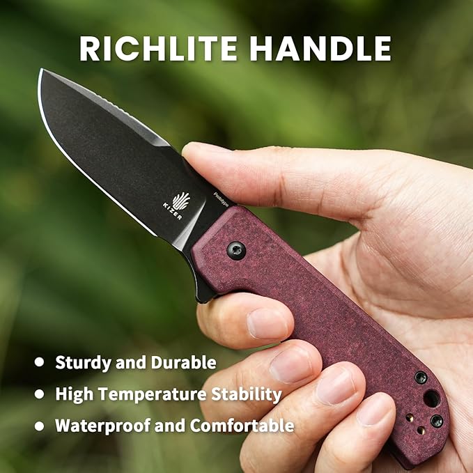 Kizer Nice Guy Pocket Folding Knife 2.84 Nitro V Blade Lightweight Sharp Camping and Hiking Tool Comfort Richlite Handle Liner Lock Flipper V3011A4
