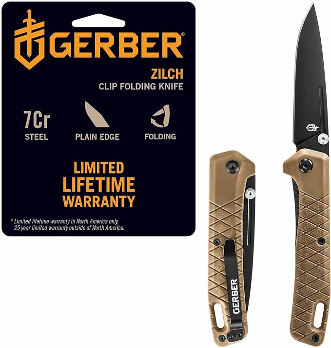 Gerber Gear Zilch Pocket Knife with 3.1 Plain Edge Blade Folding Knife with Clip Lightweight EDC Gear and Equipment
