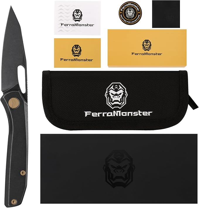 Folding Pocket Knife 3.23 S90V Blade EDC Knife with Titanium Handle Small Pocket Knife with Clip and Frame Lock Sharp Camping Hiking Hunting Survival Knives for Men (Black)