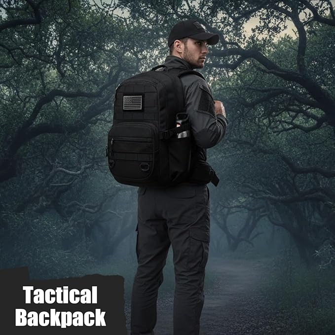 25L Military Tactical Backpack - Molle Army 3 Days Assault Pack Out Bag Hiking Rucksack Black