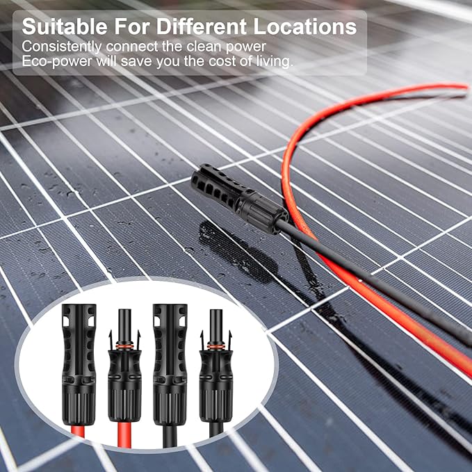 20FT 8AWG Solar Panel Extension Cable with Female &amp Male Connectors Solar Extension Cable for Solar Panels Charge Controllers and Solar Generators (20FT)