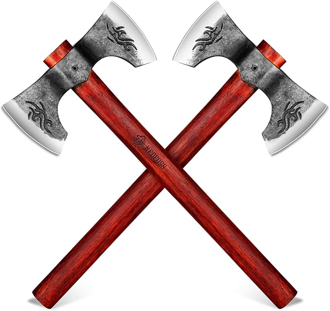 NEDFOSS Vikings Throwing Axes 16 inches Throwing Axe Set with 1065 High Carbon Steel &amp Wooden Handle. Perfect for Axe Throwing Game Recreation Competition &amp Great Gift for Men