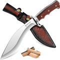 Dragon Creek Fixed Blade Knife - Kukri Knife with Wooden Handle Leather Sheath for Fishing Camping Survival Men Gift