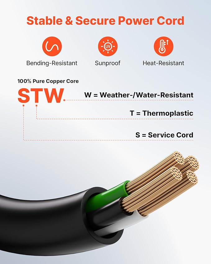 VEVOR 50 Amp Generator Cord and Power Inlet Box 30FT 125V/250V STW 6/3 + 8/1 AWG Extension Power Cord NEMA 14-50P to SS2-50R Twist Lock Connector Inlet Box Kit for Generator to House ETL Listed