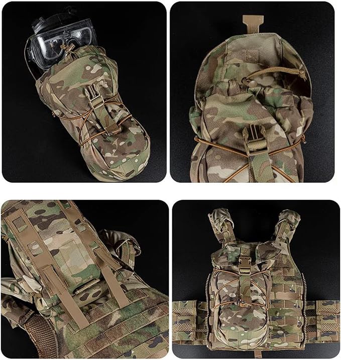 Multifunctional large capacity Dump Pouch Drawstring Magazine Tactical Utility Pouch Recycling Pouch Waist Bag (Black)