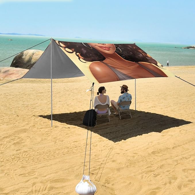 ALAZA Portrait of The Beautiful African Woman Beach Tent Sun Shelter Portable Canopy Sunshade for Outdoor Camping Picnics Backyard Fun 10x9 ft