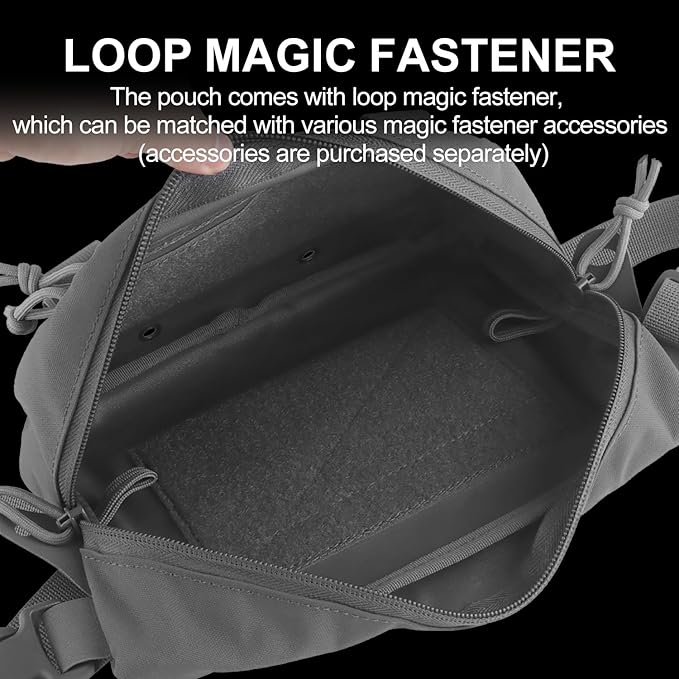 Zhongren Tactical Drop Waist Pouch Adjustable Waist Belt Bag Molle Tool Pouch with Hook and Loop for Tactical Vest Chest Rig (Gray)