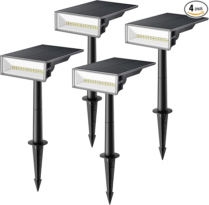 Consciot Solar Lights Outdoor 6500K Daylight Solar Spotlights Waterproof Landscape Lighting for Yard Garden Tree Pathway House Patio Outdoor Decor 4 Pack