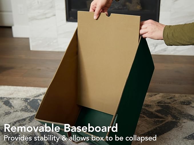 Covermates Keepsakes Storage Box Heavy Duty Polyester Organizer Bin Stackable Design Reinforced Handles ID Window Closet Garage Home Storage Green