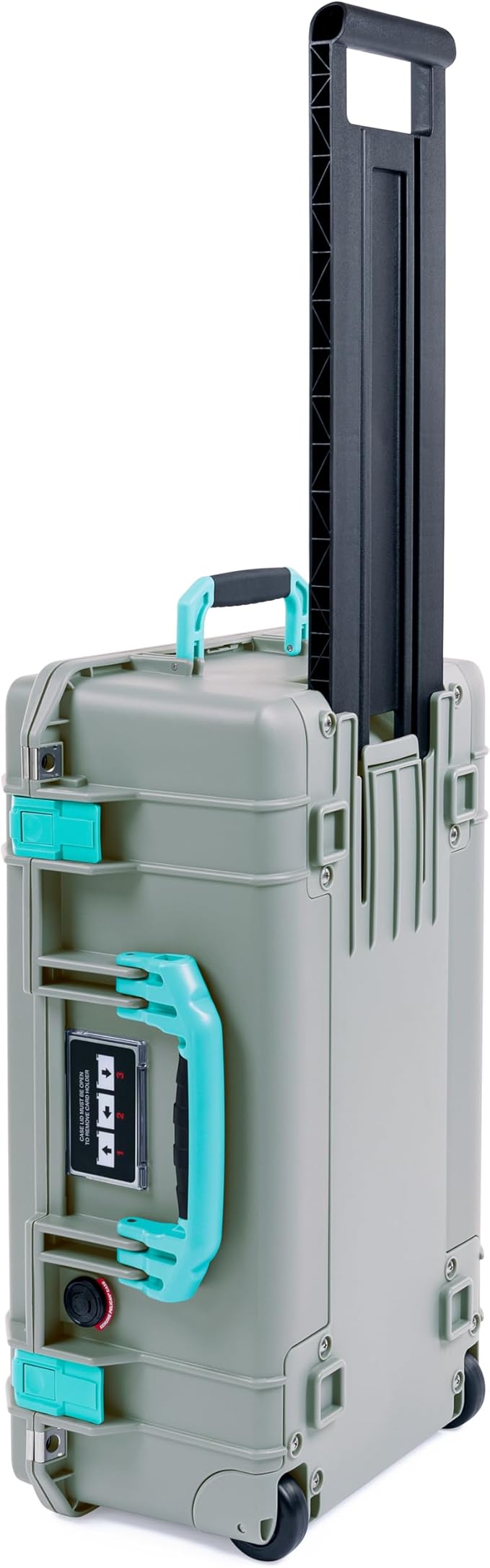 Pelican Air 1535 Carry-On Sage Green - Medium Size Waterproof Case - Empty with Teal Handles &amp Latches