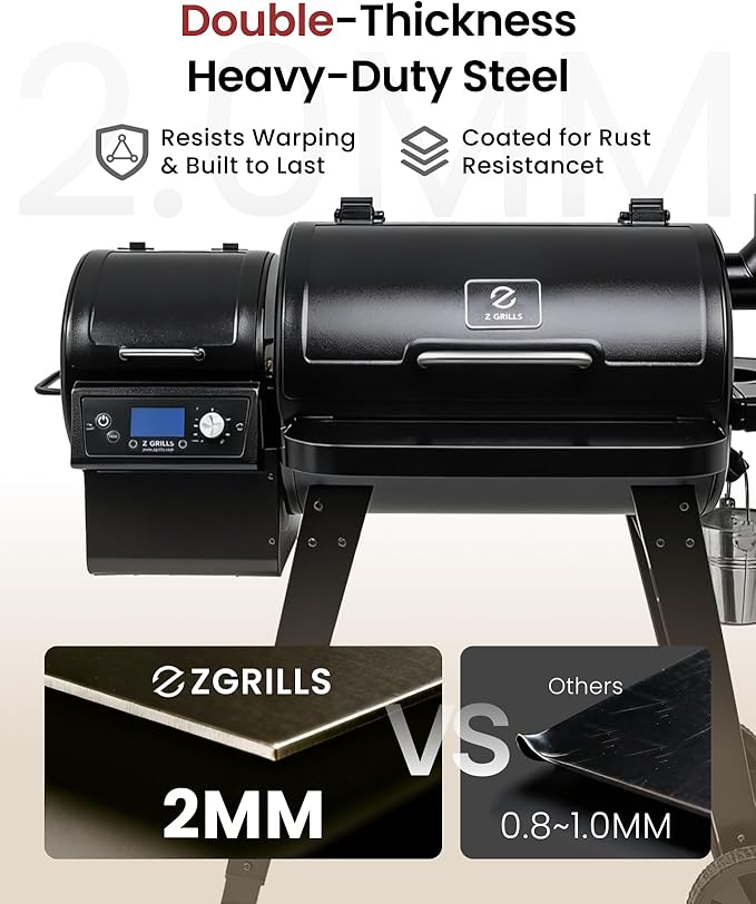 Z GRILLS Wood Pellet Grill &amp Smoker PID V3.0 Controller Meat Probe 8 in 1 Outdoor BBQ Grill Auto Temperature Control 459 Sq in Black 450A