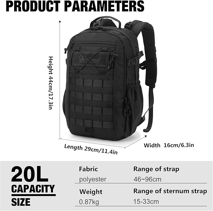 Mardingtop Small Military Tactical Backpack for Men 20L Molle Rucksack EDC Daypack for HikingTravelCamping Hunting