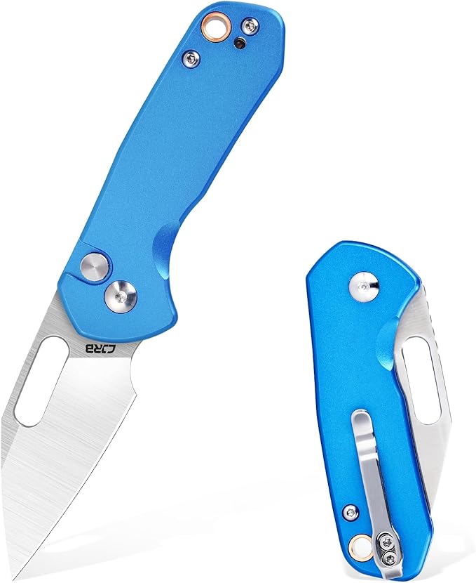 CJRB CUTLERY Mini Pyrite(J1933) Folding Pocket Knife2.17 AR-RPM9 Steel Blade and Blue Handle Small EDC Knife with Pocket Clip for Work Outdoor Hiking Camping