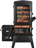 Electric Pellet Smoker with Rainproof Cover Vertical Wood Pellet Smokers Grill With Hook Meat Probe LED Display Temperature Control