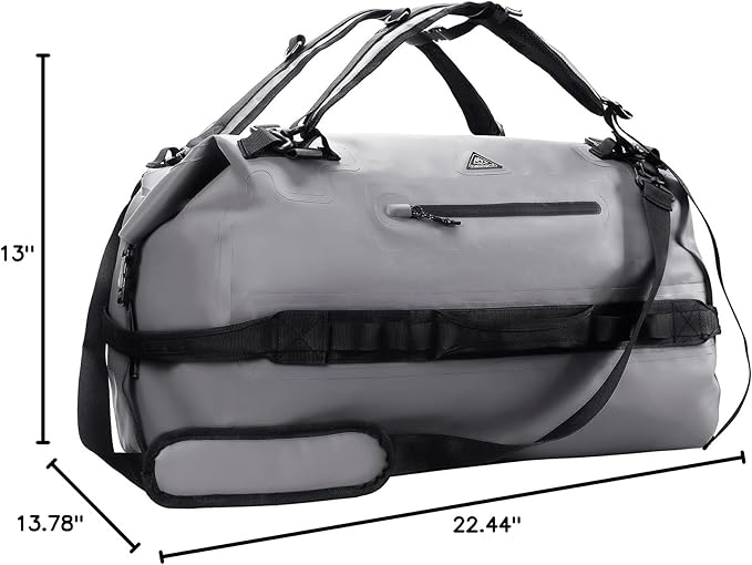 Haimont Large Waterproof Duffel Backpack Roll-Top Heavy Duty Dry Duffle Bag for Boating Travel Motorcycle Kayaking Camping 60L