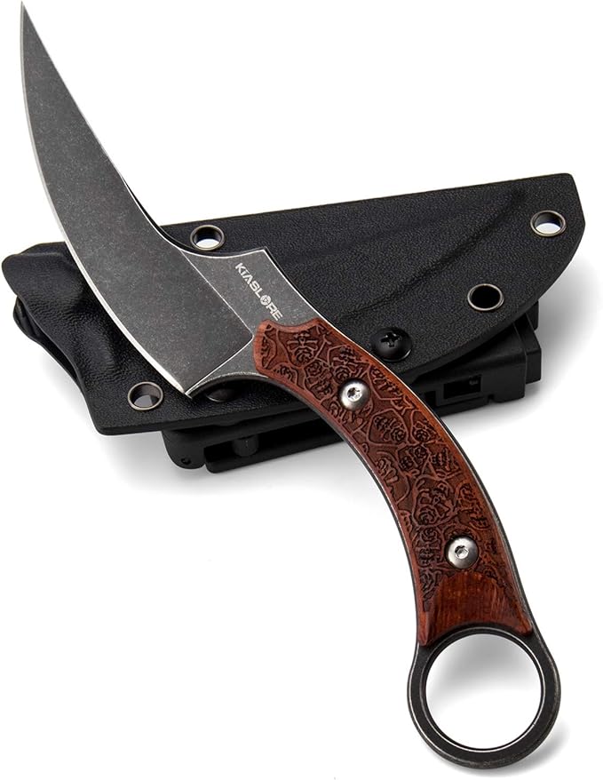 Outdoor Survival Fixed Blade Knives 440C Stainless Steel Field Knife Camping Knife G10 Anti-skidding Handle Tactical Knife with Sheath (Black)