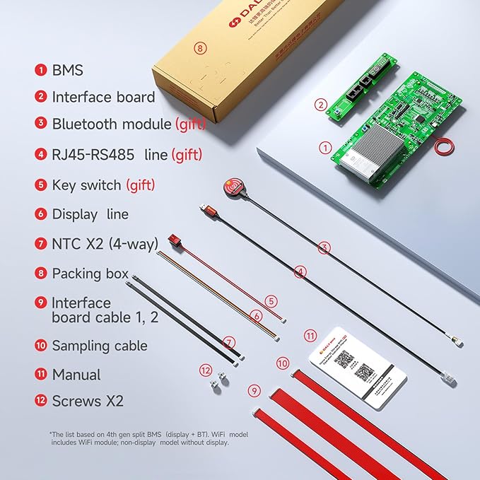 DALY BMS 48V 16S 100A - Smart Bluetooth BMS with RS485 CAN for LiFePO4 Home Energy Storage Solar Inverter System