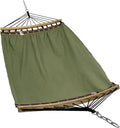 Tranquillo Double Hammock 2 Persons Cotton Canvas 600 lbs Portable Camping Hammock with Solid Curved Wood Spreader Bar Hammock for Camping Travel Indoor Patio Garden Sage