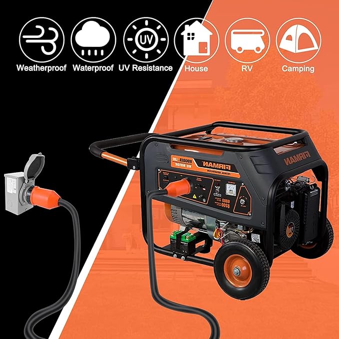 Finderomend 25 ft 50 Amp Generator Cord and Power Inlet Box Combo Kit125/250 VoltsGenerator Power Cord NEMA 14-50P to SS2-50R Extension Cordfor Home RV Backup Power Solution