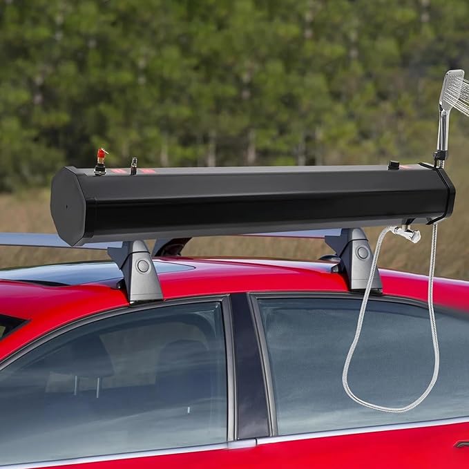Roof-Mounted Water Tank for Camping Showers &amp Vehicle Washing - 18L/30L Pressurized Portable Water Tank with Hose/Nozzle | Overland Off-Grid &amp Car Rack Compatible Storage 18L
