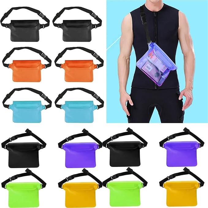 Waterproof Dry Bag Waterproof Swimming Bag Underwater Mobile Phone Bags Ski Drift Diving Shoulder Waist Pack 3 Layer Transparent Dry Protection Bag for SwimmingBoating(Green1)