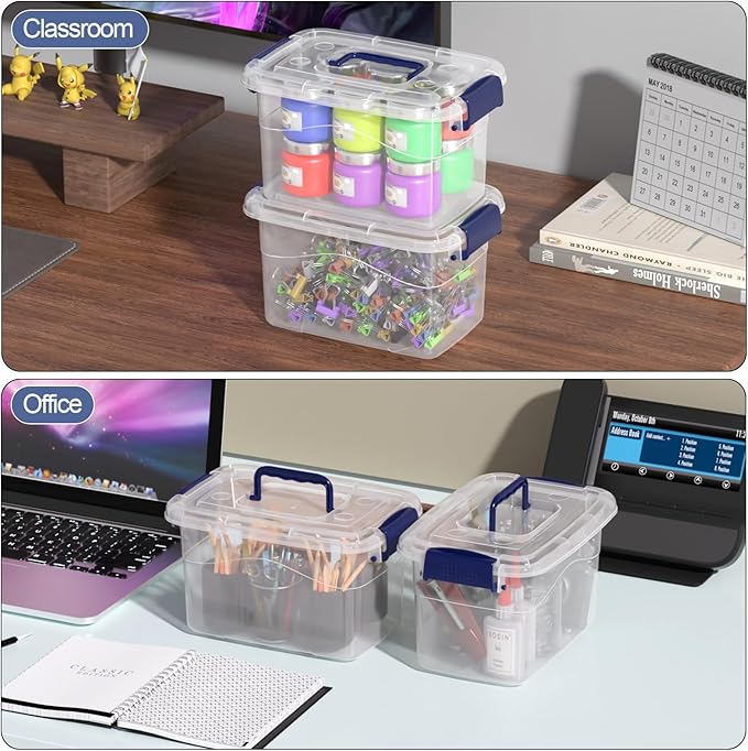 6-Pack 5 Quart Plastic Storage Box with Handle Clear Storage Bin